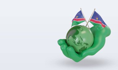 3d Dünya Çevre Günü Namibya bayrağı sağ görünümü görüntülüyor