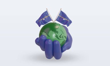 3d Dünya Ortamı Günü Nauru bayrağı ön görünüm oluşturma