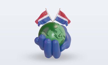 3d. Dünya Ortam Günü Hollanda bayrağı ön görünüm oluşturuyor