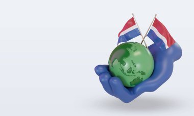 3d Dünya Çevre Günü Hollanda bayrağı sağ görünüm oluşturma