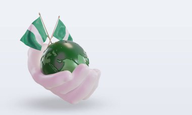 3d Dünya Çevre Günü Nijerya bayrağı sol görüşü yansıtıyor
