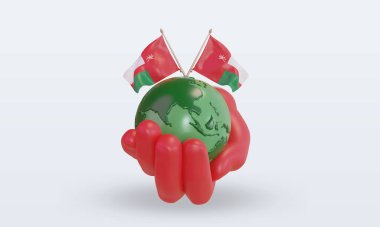 3d. Dünya Ortam Günü Umman bayrağı ön görünüm oluşturma