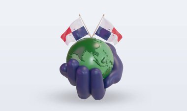 3d Dünya Çevre Günü Panama bayrağı ön görünüm oluşturma