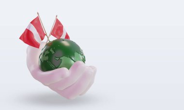 3d Dünya Ortamı Günü Peru bayrağı sol görünümü yansıtıyor