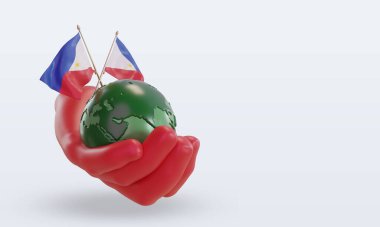 3d Dünya Çevre Günü Filipinler bayrağı sol görüşü yansıtıyor