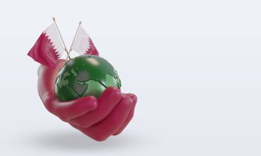 3d Dünya Ortamı Günü Katar bayrağı sol görünümü görüntülüyor