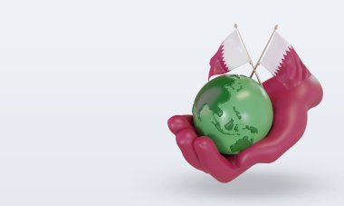 3d Dünya Ortamı Günü Katar bayrağı sağ görünümü görüntülüyor