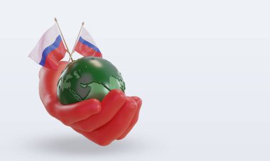 3d Dünya Çevre Günü Rus bayrağı sol görüşü yansıtıyor