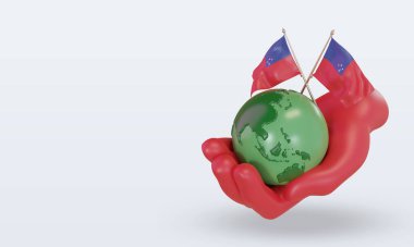 3d Dünya Çevre Günü Samoa bayrağı sağ görünüm oluşturma