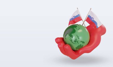 3d World environment day Slovenia flag rendering right view