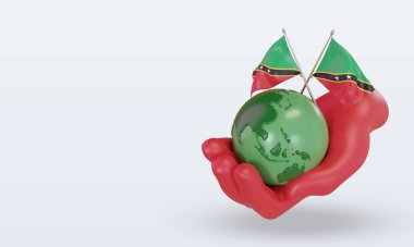 3d Dünya Çevre Günü St Kitts ve Nevis bayrağını sağa çevirme