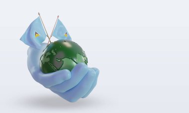 3d. Dünya Çevre Günü St Lucia bayrağı sol görüşü yansıtıyor