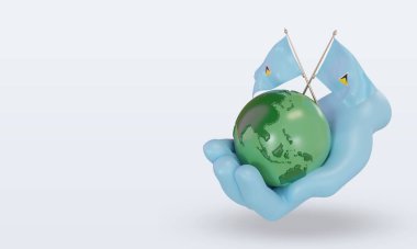 3d. Dünya Çevre Günü St Lucia bayrağı doğru görünüm veriyor