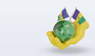 3d. Dünya Çevre Günü St Vincent ve Grenadines bayrağı sağ görünüm