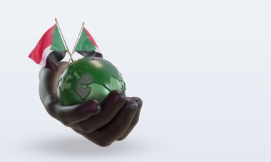 3d Dünya Ortamı Günü Sudan bayrağı sol görünümü yansıtıyor