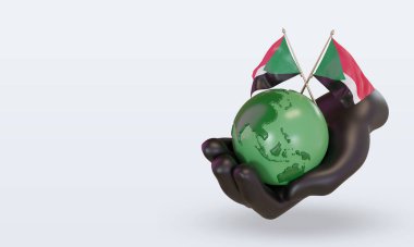 3d Dünya Çevre Günü Sudan bayrağı sağ görünümü görüntülüyor