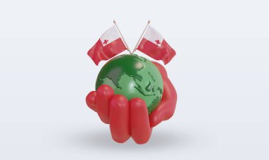 3d Dünya Ortam Günü Tonga bayrağı ön görünüm oluşturma