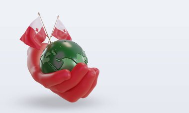 3d Dünya Ortamı Günü Tonga bayrağı sol görünümü yansıtıyor