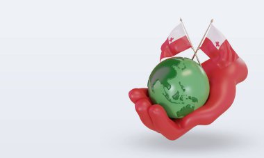 3d Dünya Çevre Günü Tonga bayrağı sağ görünümü görüntülüyor