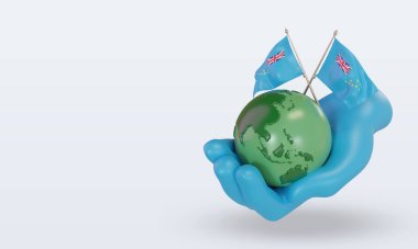 3d Dünya Çevre Günü Tuvalu bayrağı sağ görünümü görüntülüyor