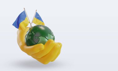 3d Dünya Ortamı Günü Ukrayna bayrağı sol görünümü yansıtıyor