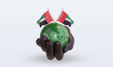 3d. Dünya Çevre Günü Birleşik Arap Emirlikleri bayrağı cephe görüntüsü oluşturuyor