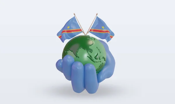 World Environment Day Kongói Demokratikus Zászló Rendering Front View — Stock Fotó