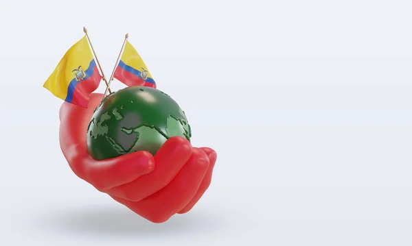 World Environment Day Ecuador Flag Rendering Left View — 스톡 사진