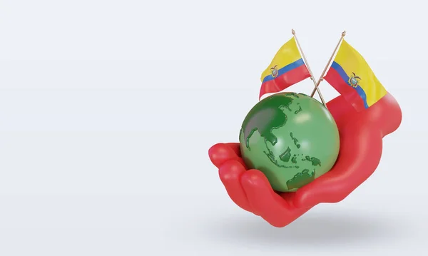 World Environment Day Ecuador Flag Rendering Right View — 스톡 사진