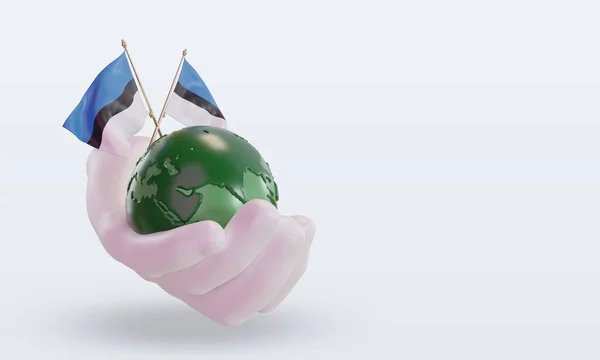 World Environment Day Estonia Flag Rendering Left View — Stockfoto