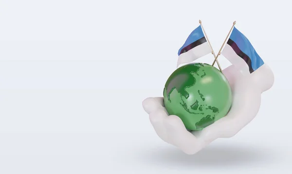 World Environment Day Estonia Flag Rendering Right View — Stockfoto