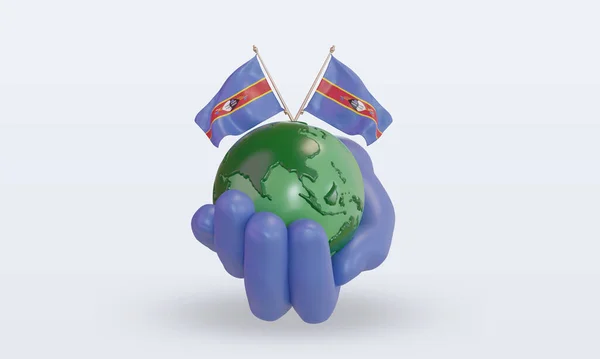 World Environment Day Eswatini Flag Rendering Front View — Stockfoto