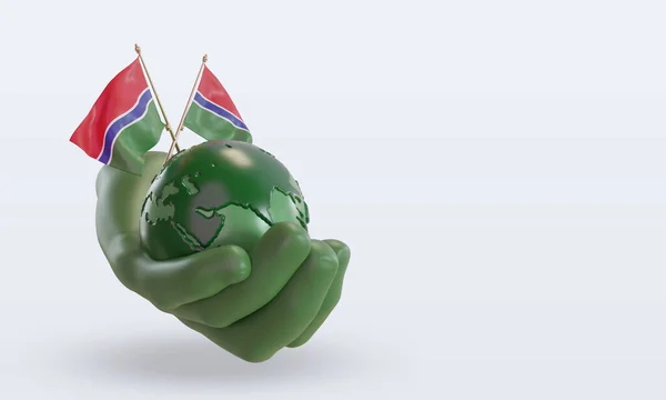 World Environment Day Gambia Flag Rendering Left View — Foto Stock