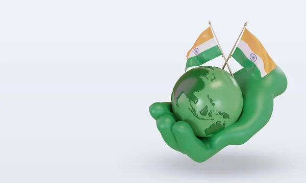 World Environment Day India Flag Rendering Right View — Stockfoto