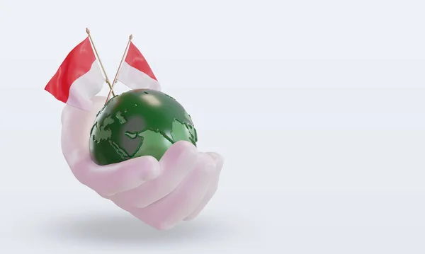 World Environment Day Indonesia Flag Rendering Left View — Stockfoto