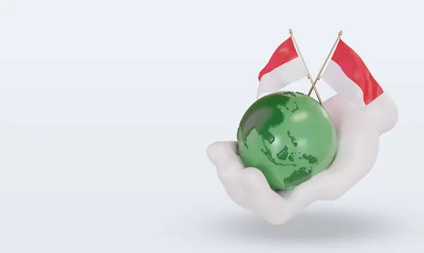 World Environment Day Indonesia Flag Rendering Right View — 스톡 사진