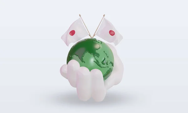 World Environment Day Japan Flag Rendering Front View — Stok Foto