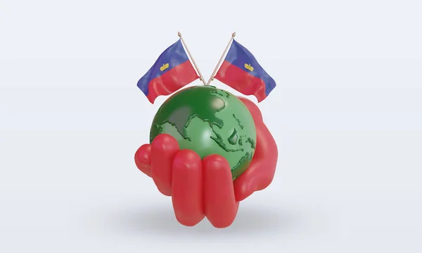 World Environment Day Liechtenstein Flag Rendering Front View — Stockfoto