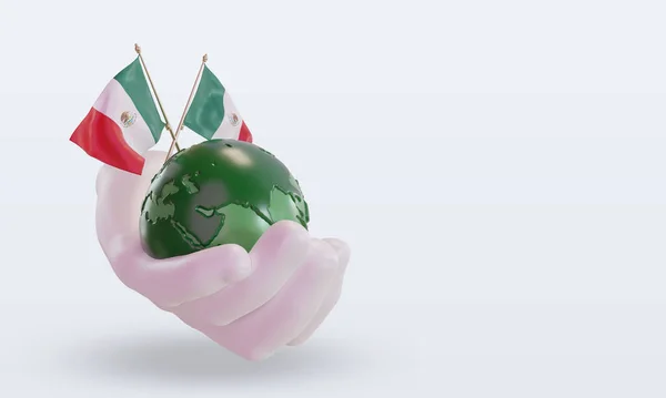 Világ Környezet Nap Mexikó Zászló Rendering Bal Nézet — Stock Fotó