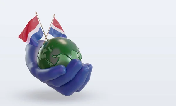 World Environment Day Netherlands Flag Rendering Left View — стокове фото