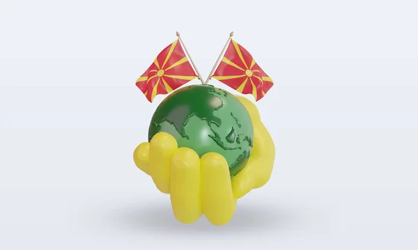 World Environment Day North Macedonia Flag Rendering Front View — Stockfoto