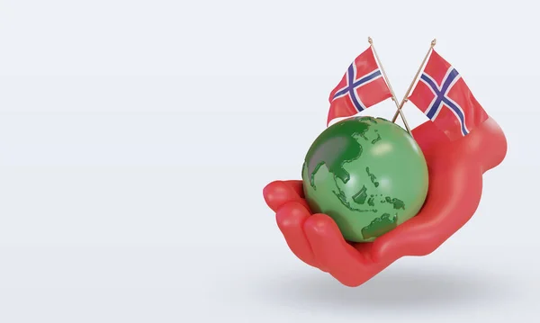 World Environment Day Norway Flag Rendering Right View — Stock Photo, Image