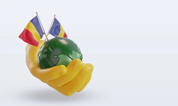 World Environment Day Romania Flag Rendering Left View — Stockfoto
