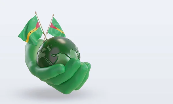 World Environment Day Sao Tome Principe Flag Rendering Left View — Zdjęcie stockowe