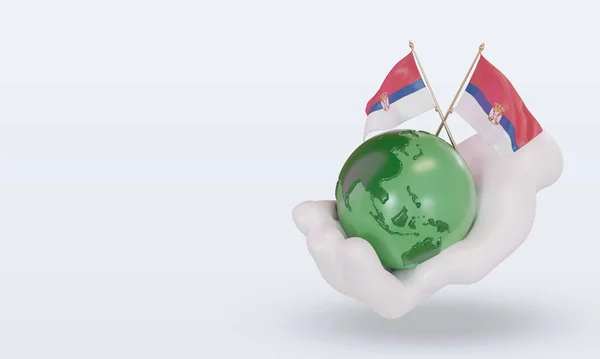 World Environment Day Serbia Flag Rendering Right View — Stock Photo, Image