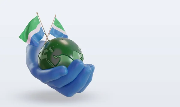 World Environment Day Sierra Leone Flag Rendering Left View — Stockfoto