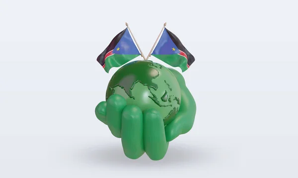 World Environment Day South Sudan Flag Rendering Front View — Foto Stock