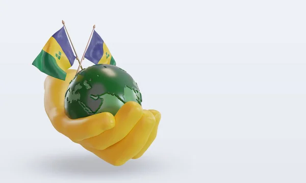 World Environment Day Vincent Grenadines Flag Rendering Left View — стоковое фото