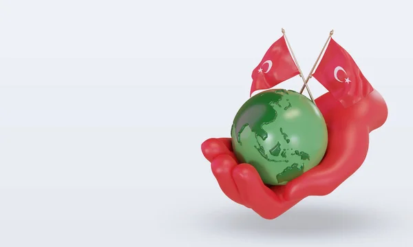 World Environment Day Turkey Flag Rendering Right View — Fotografie, imagine de stoc