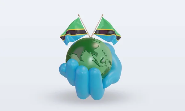 World Environment Day Tanzania Flag Rendering Front View — стокове фото